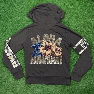 RARE limited edition PINK Victoria's Secret full bling Aloha Hawaii Zip Hoodie